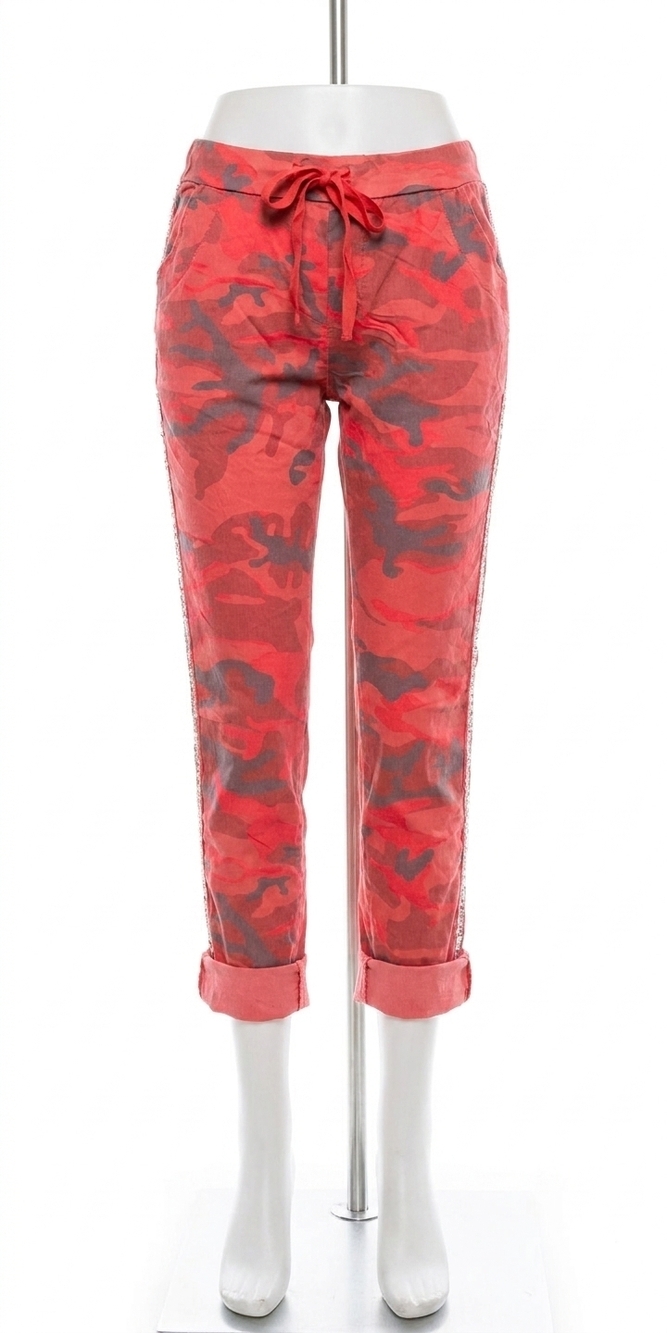 NEW GIGI MODA caterina camo slim pants in coral